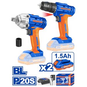 Bộ combo Máy khoan & Máy siết buloong dùng pin 20V WADFOW WCK2017