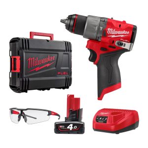 Combo M12 Milwaukee - Máy khoan M12 FPD2-0X + Pin 12V 12V/4.0Ah + Sạc M12-18C + Kính bảo hộ