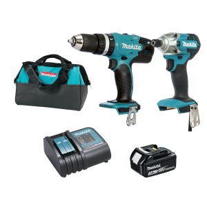 Combo Makita 5, Máy Khoan Pin + Máy vặn vít + Pin 18V 3.0 Ah + Sạc + túi đựng