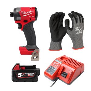 Milwaukee Combo 2 - Máy vặn vít M18 FID3-0X + Pin 18V M18B5 + Sạc + Găng tay